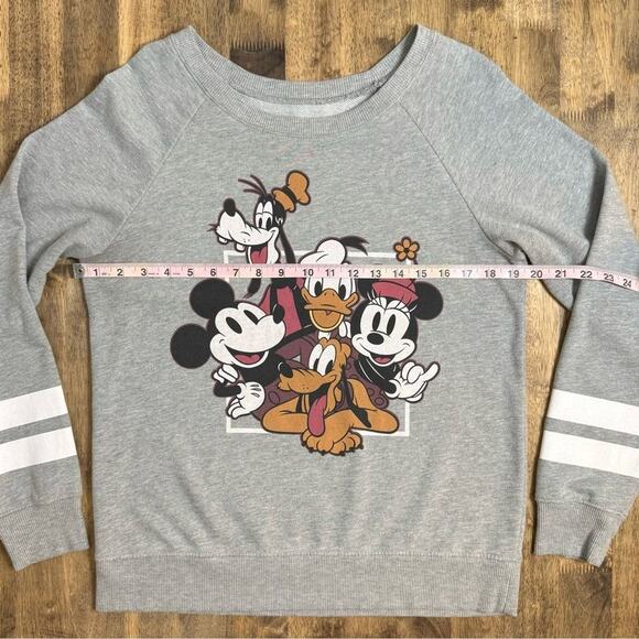 Disney Women’s Fab Five Boat Neck Terry Sweatshirt Mickey Minnie Goofy Sz Large - Picture 4 of 7